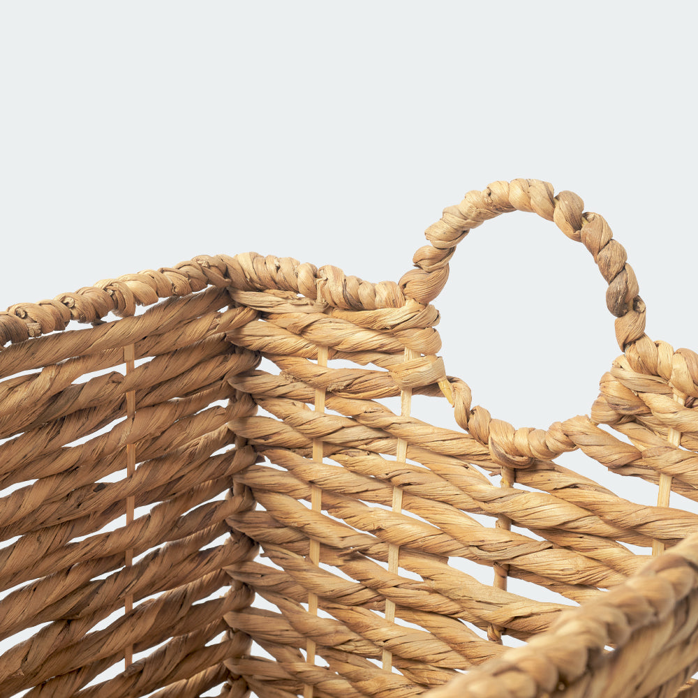 Twisted Water Hyacinth Wicker Basket Set of 2