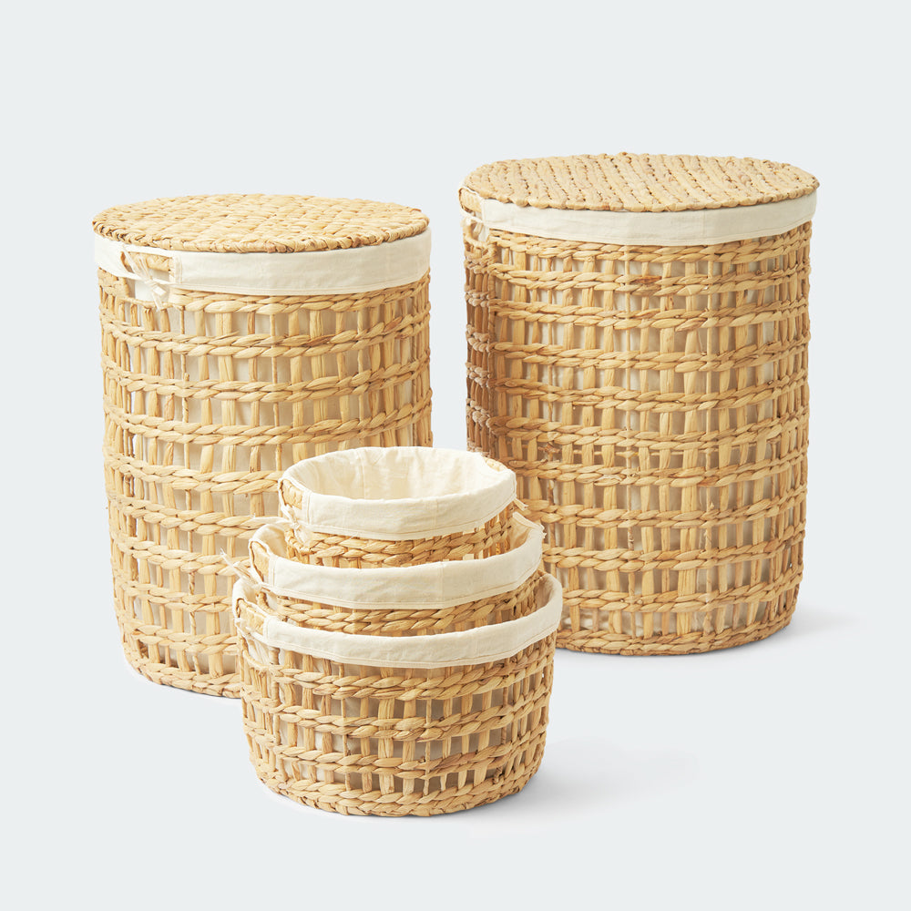 Round Braided Wicker Storage Basket Set of 5
