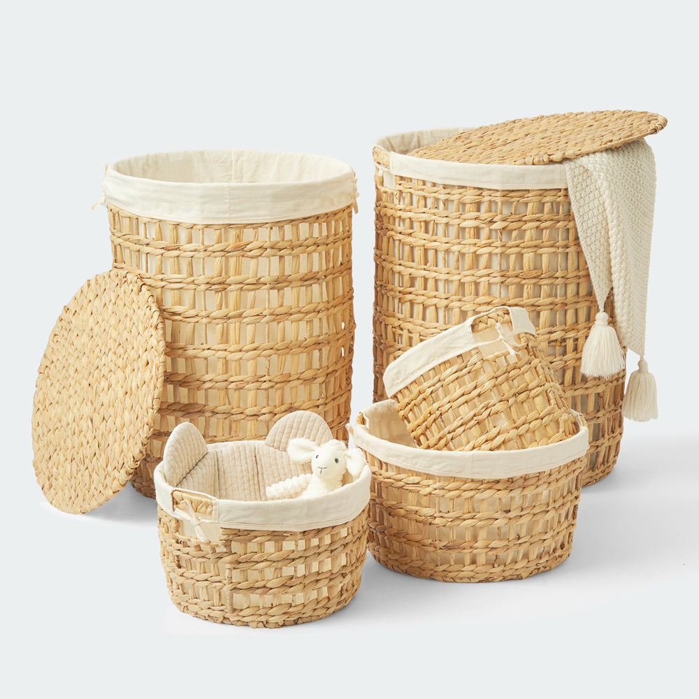 Round Braided Wicker Storage Basket Set of 5