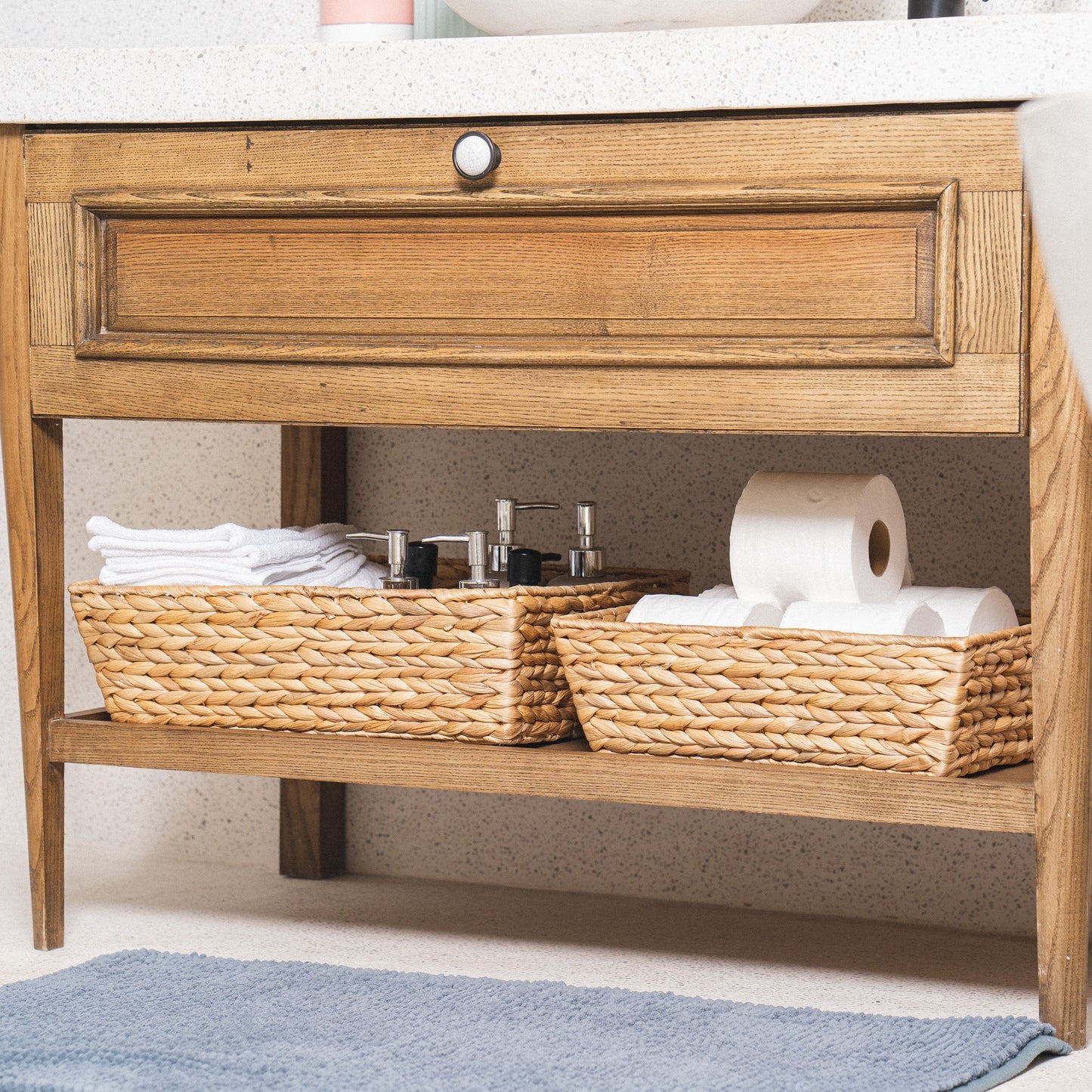 Rectangular Water Hyacinth Storage Baskets, Set of 4