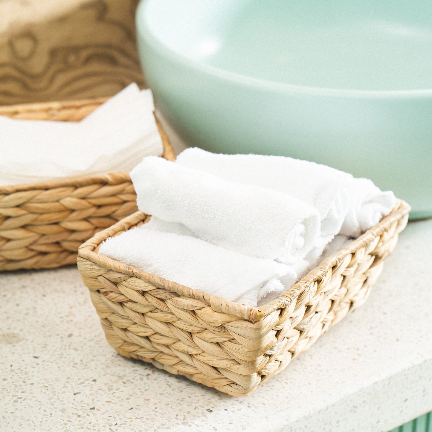 Rectangular Water Hyacinth Storage Baskets, Set of 4