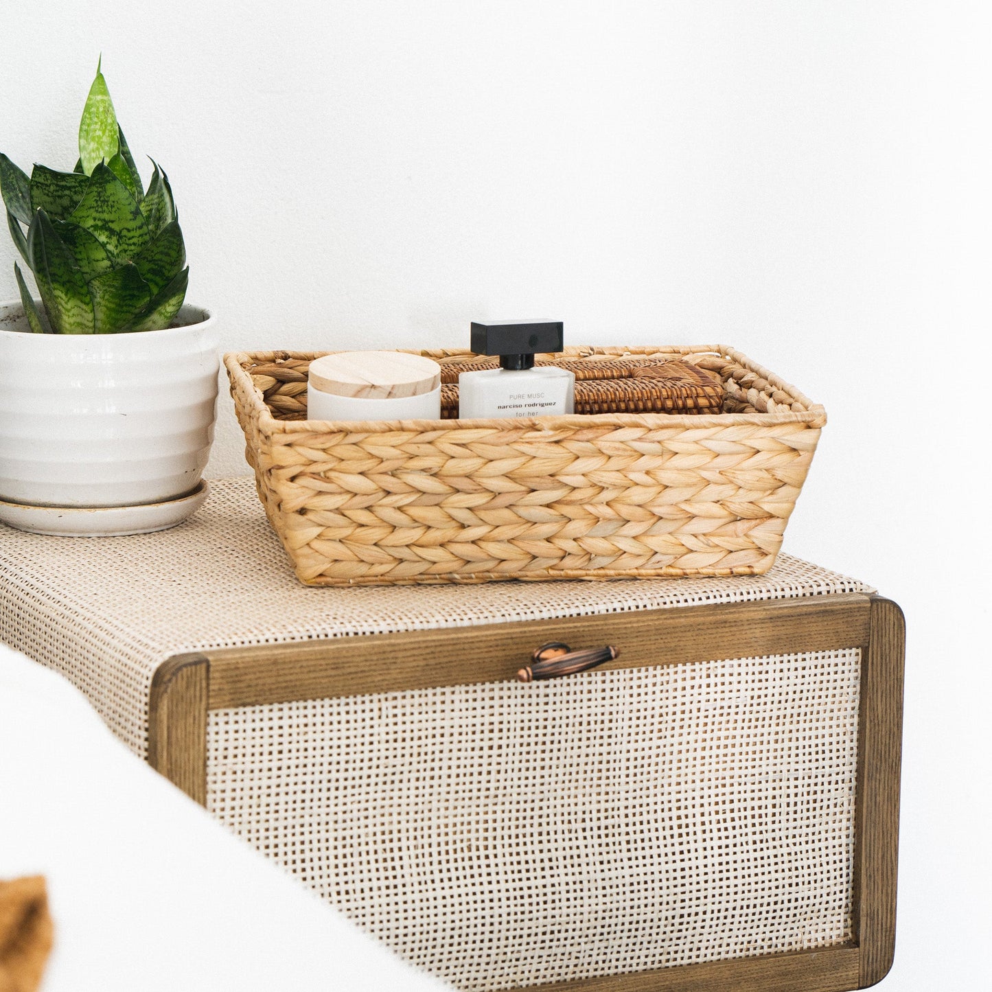 Rectangular Water Hyacinth Storage Baskets, Set of 4