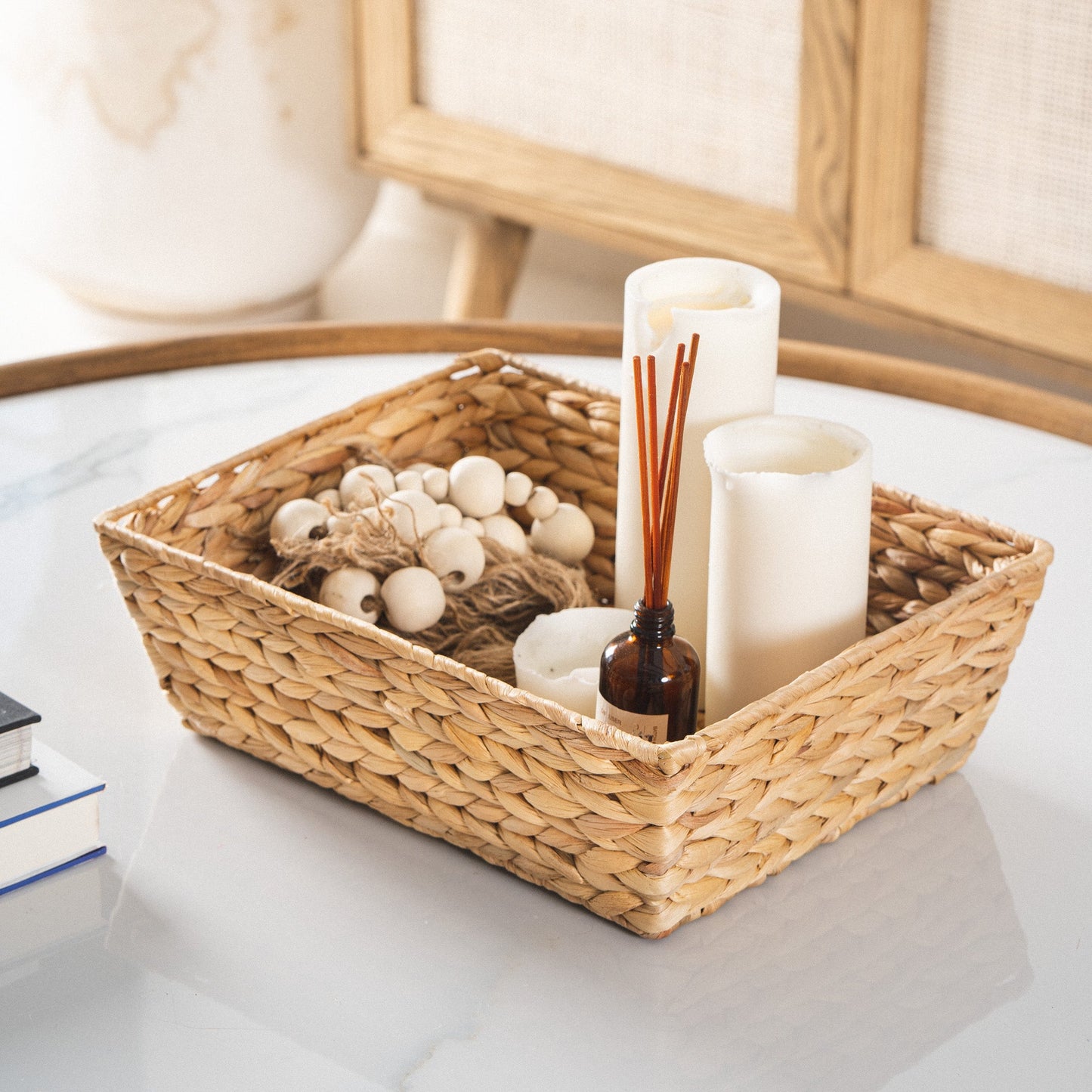 Rectangular Water Hyacinth Storage Baskets, Set of 4
