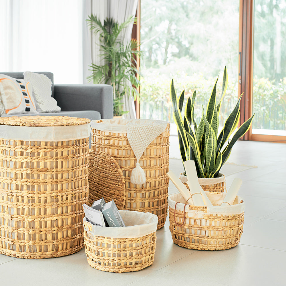 Round Braided Wicker Storage Basket Set of 5