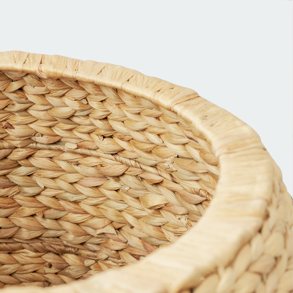 Large Woven Storage Basket with Lid, Stylish Ottoman