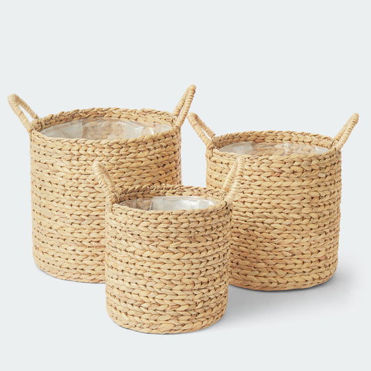 Large Hyacinth Standing Basket Set with Handles