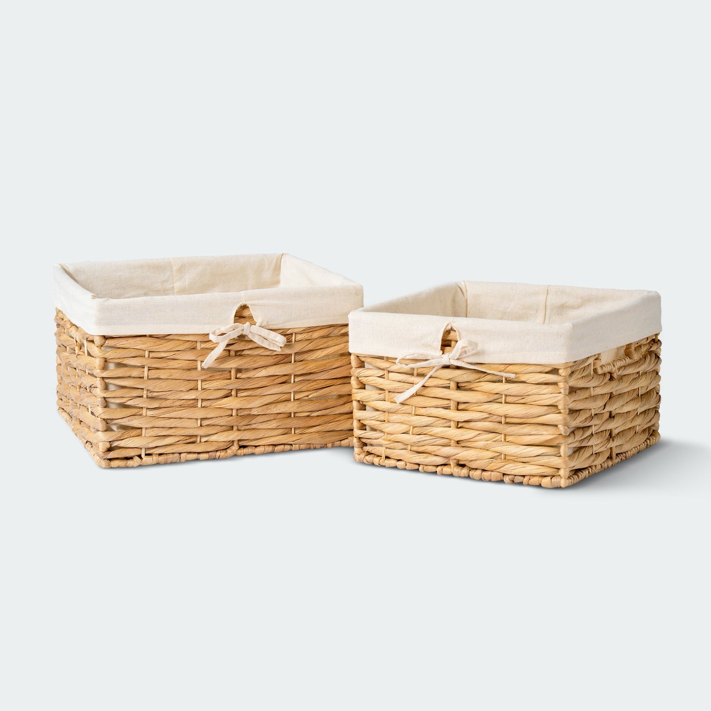 Square Water Hyacinth Basket with Linens