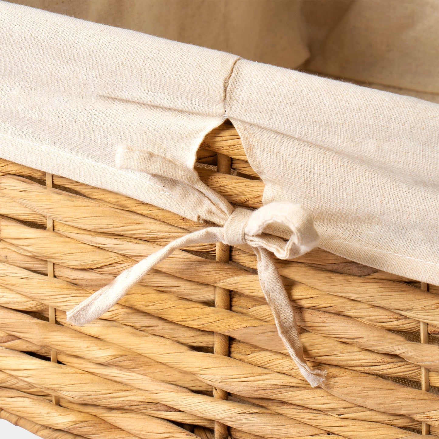 Square Water Hyacinth Basket with Linens