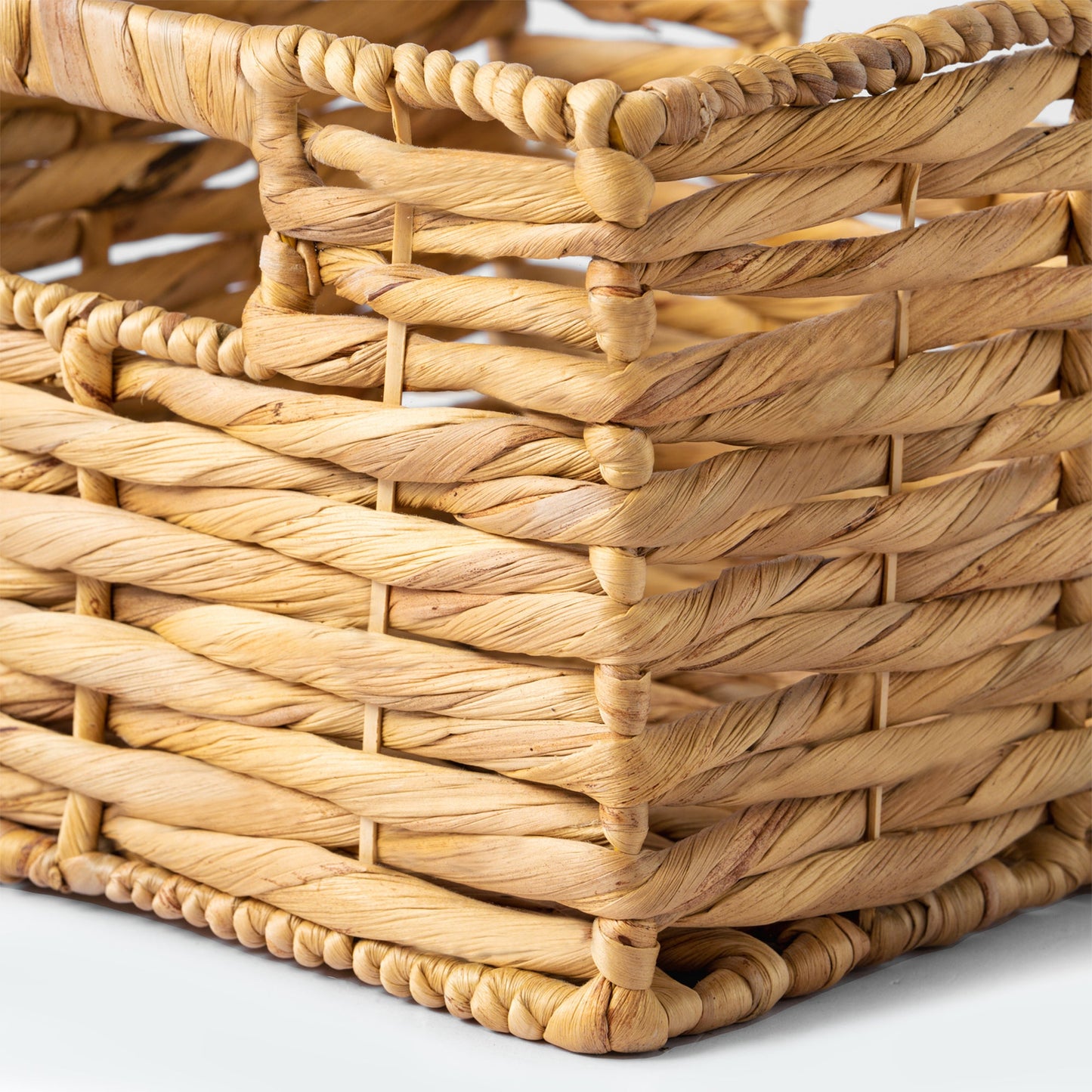 Square Water Hyacinth Basket with Linens