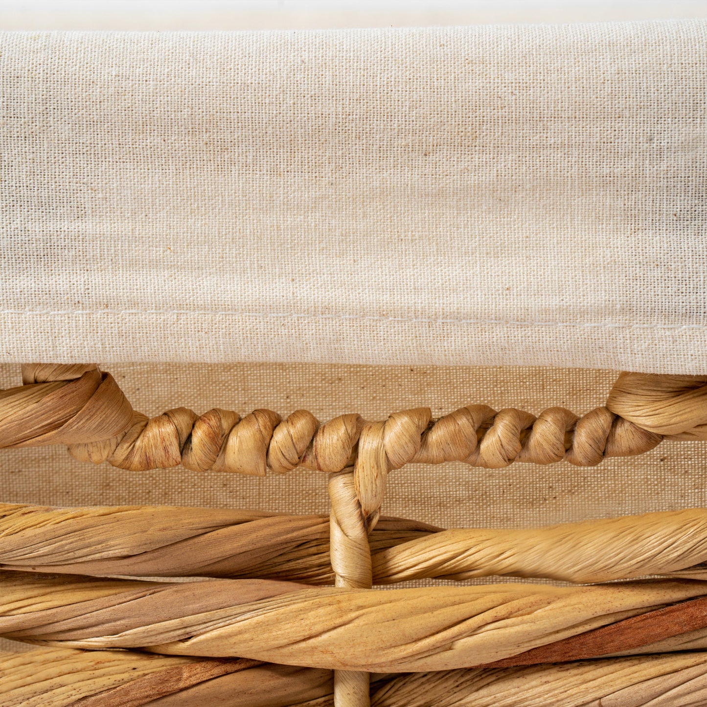Square Water Hyacinth Basket with Linens