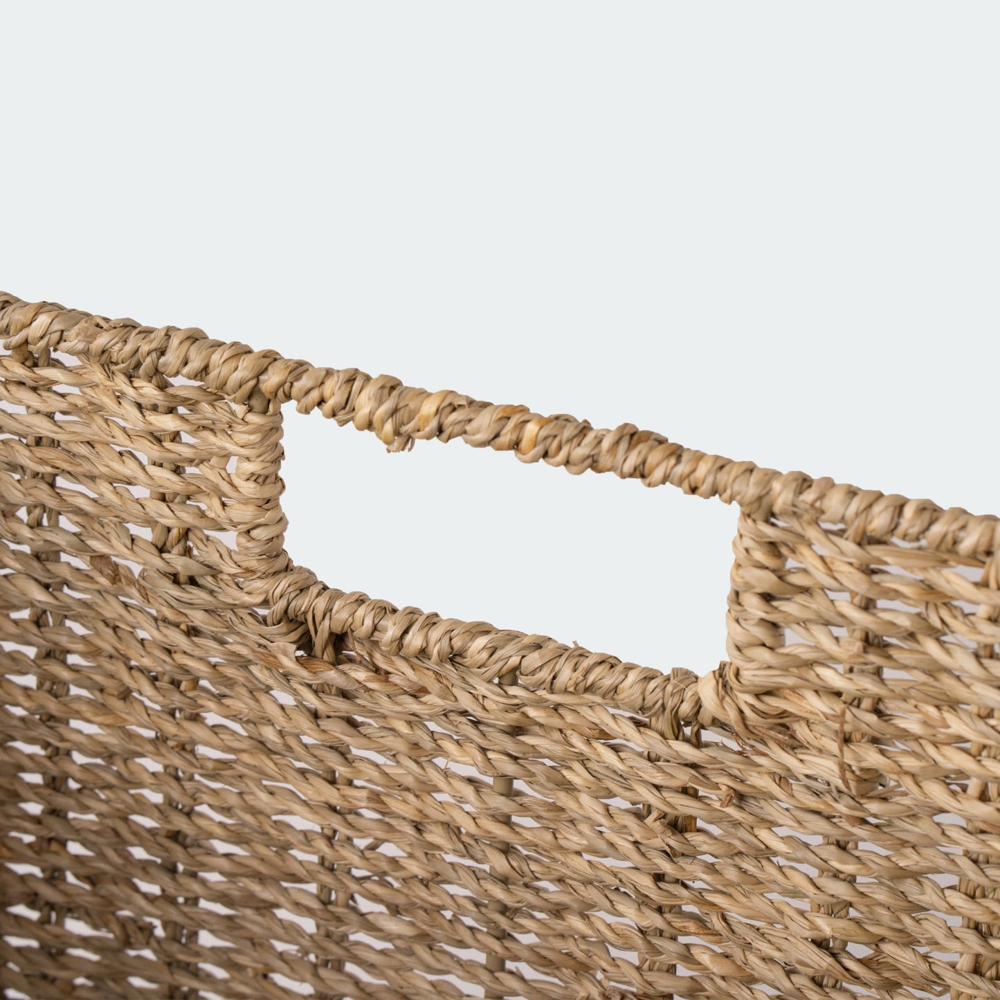 Cube Seagrass Wicker Basket With Linen Set of 2