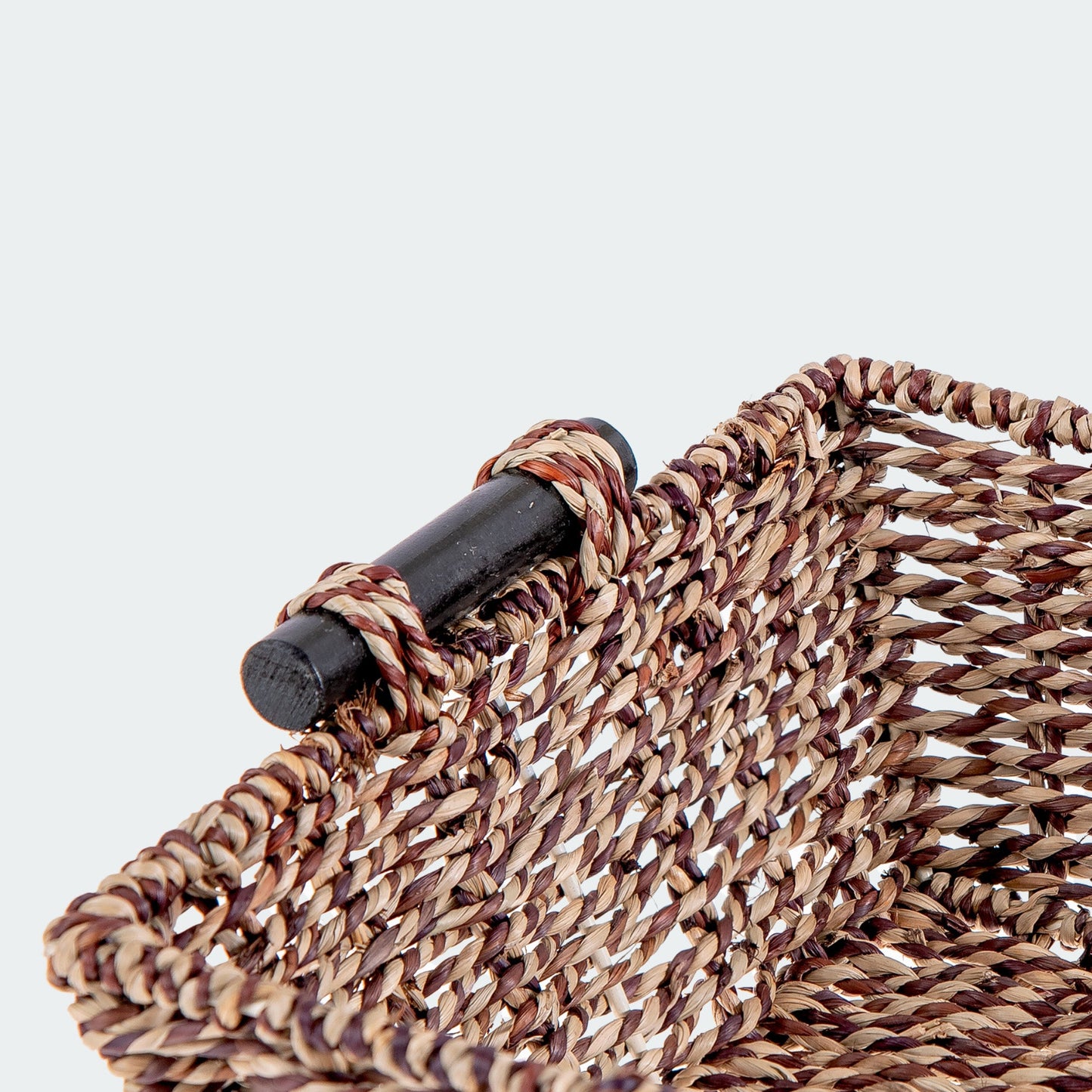 Long Rectangular Seagrass Decorative Basket with Wood Handles