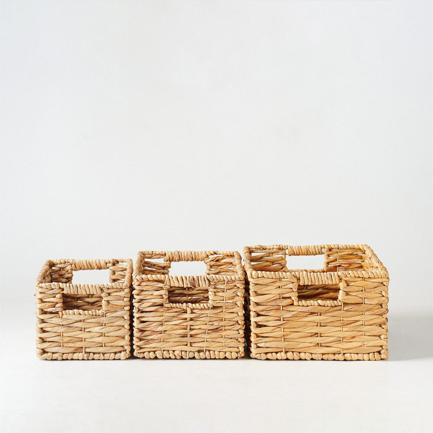 Rectangular Water Hyacinth Basket, Set of 3