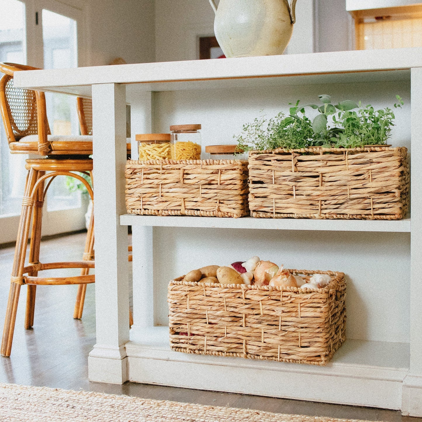 Rectangular Water Hyacinth Basket, Set of 3