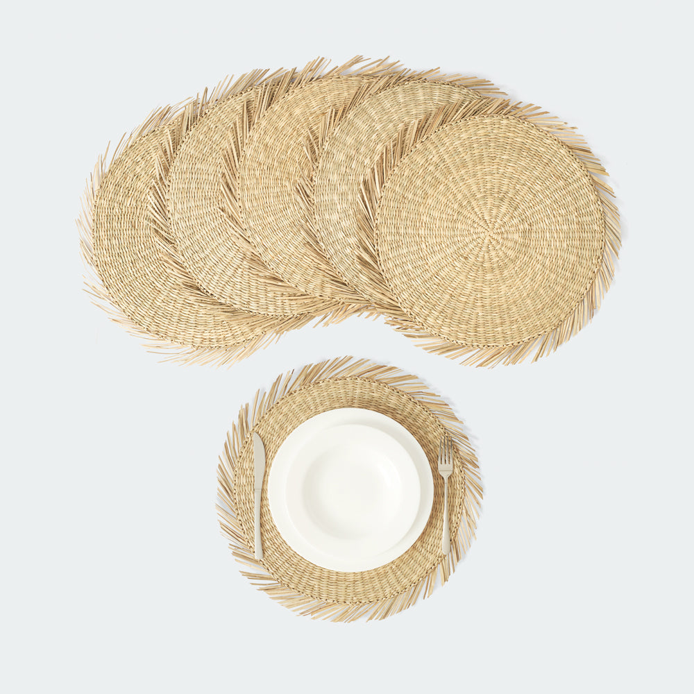 Round Sunburst Seagrass Placemat Set of 6
