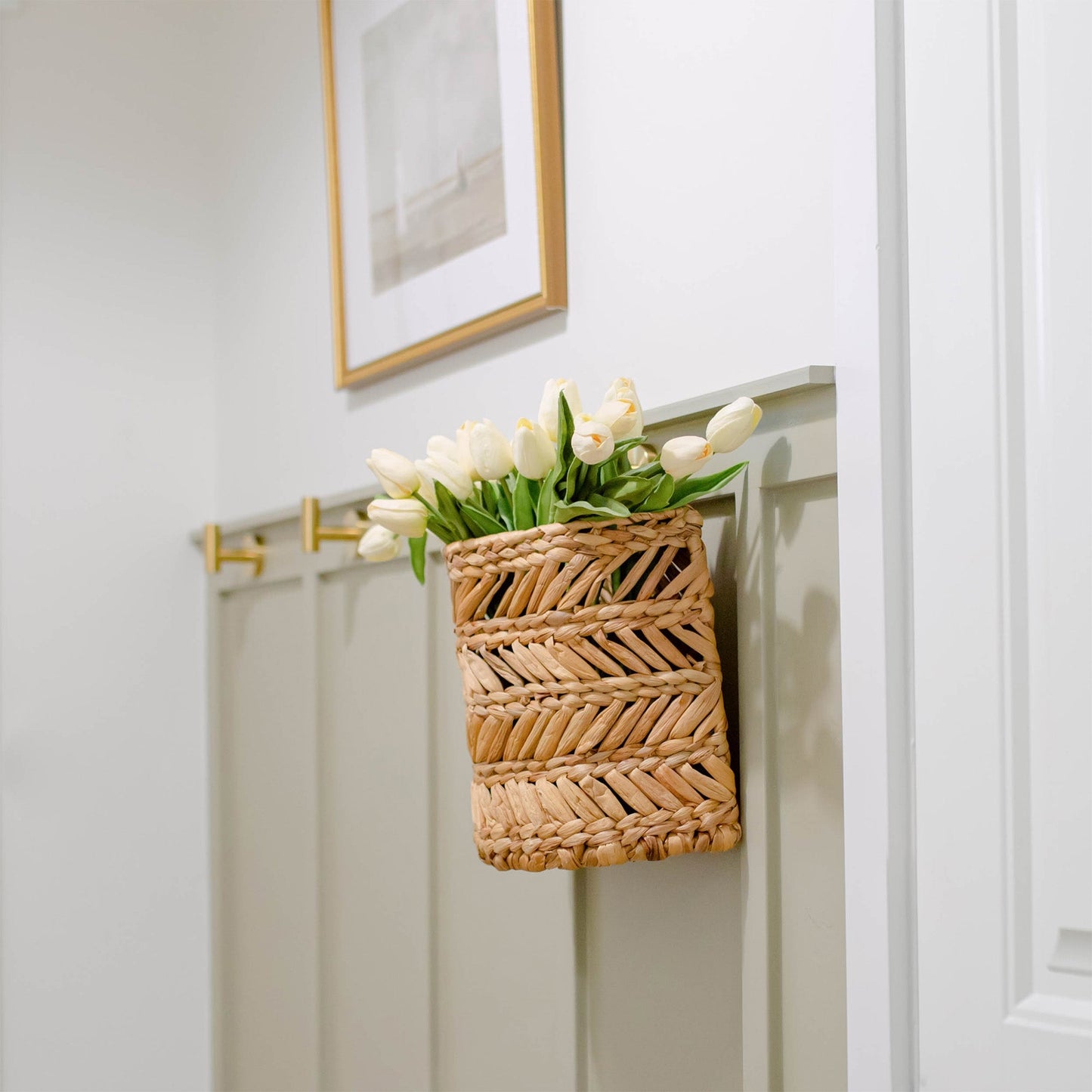 Water Hyacinth Wall Basket Decor With Handles