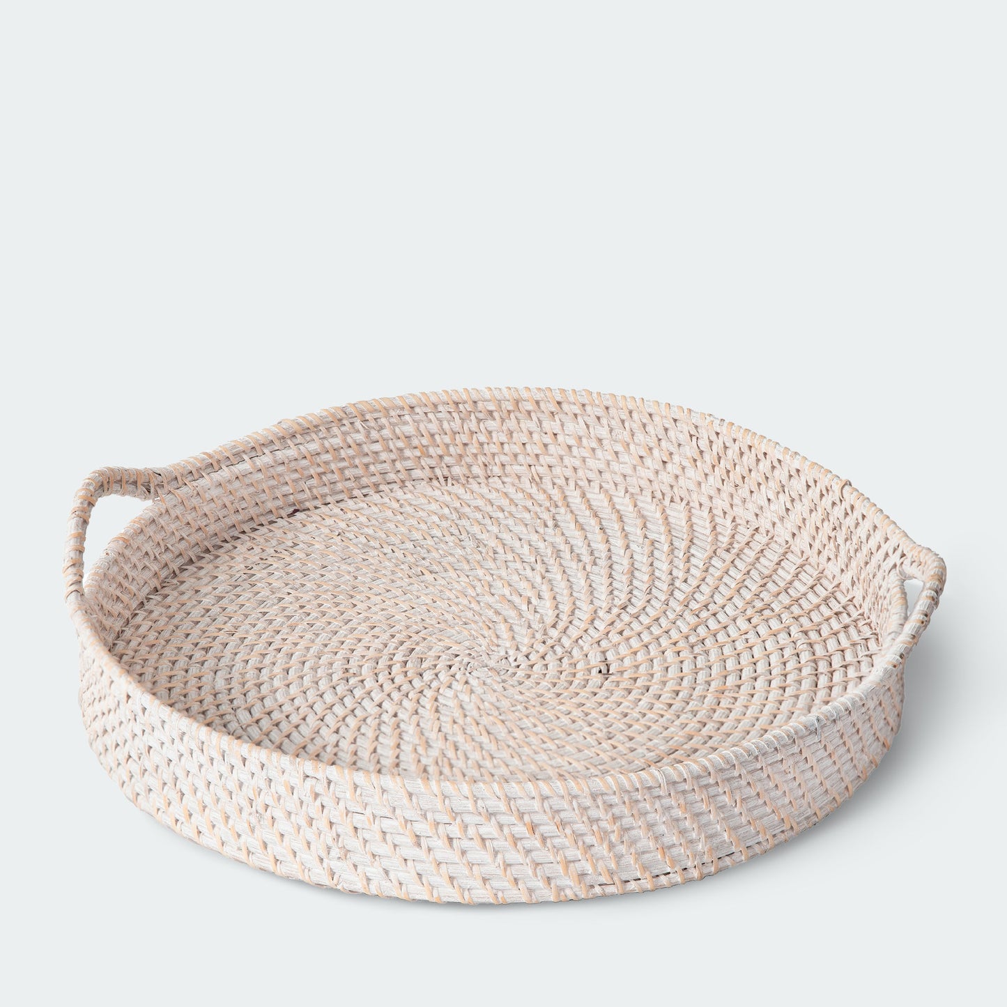 Round Rattan Wicker Tray with Handles
