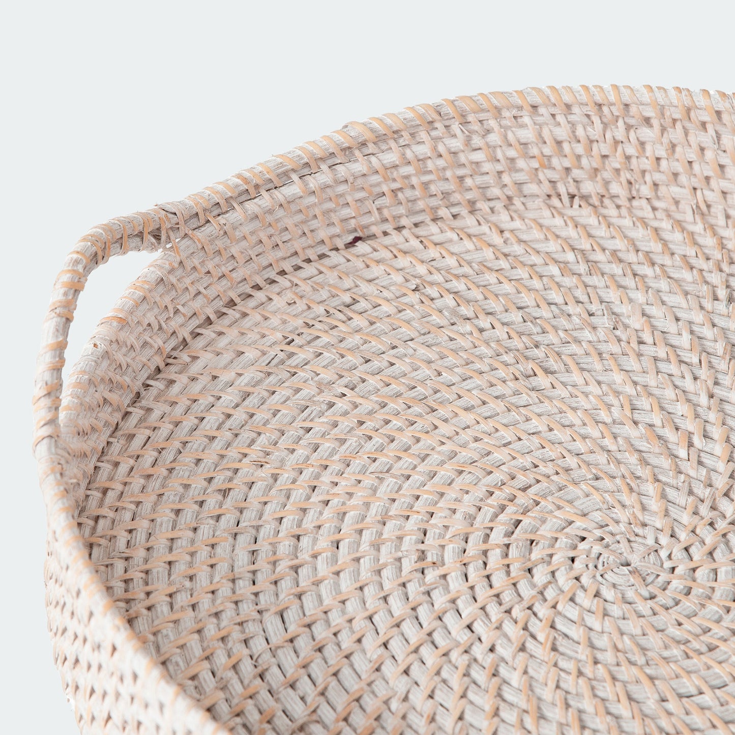 Round Rattan Wicker Tray with Handles