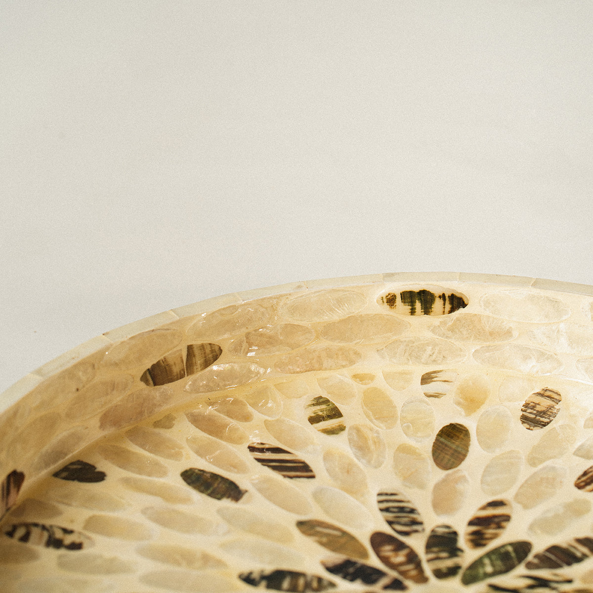 Floral Mother of Pearl Wicker Tray Set of 3
